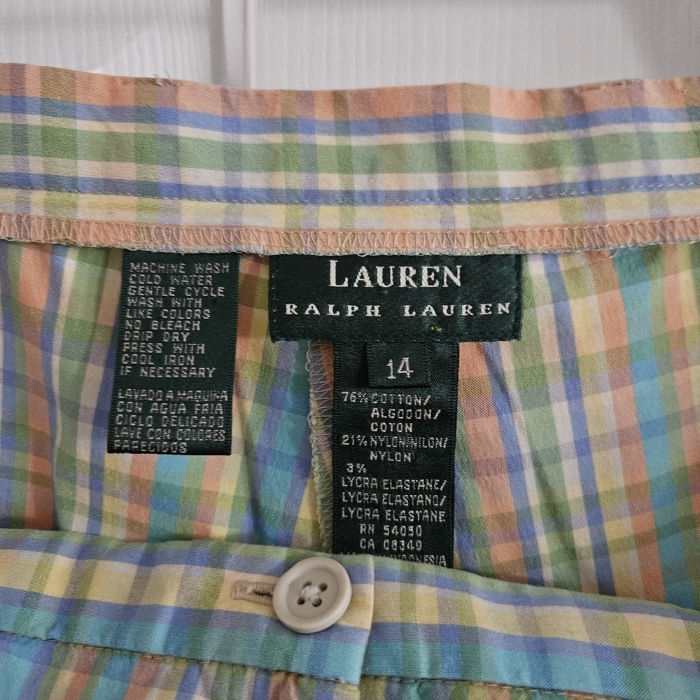 NWOT Vintage Lauren By Ralph Lauren Pastel Plaid Cropped Pants - Picture 7 of 8